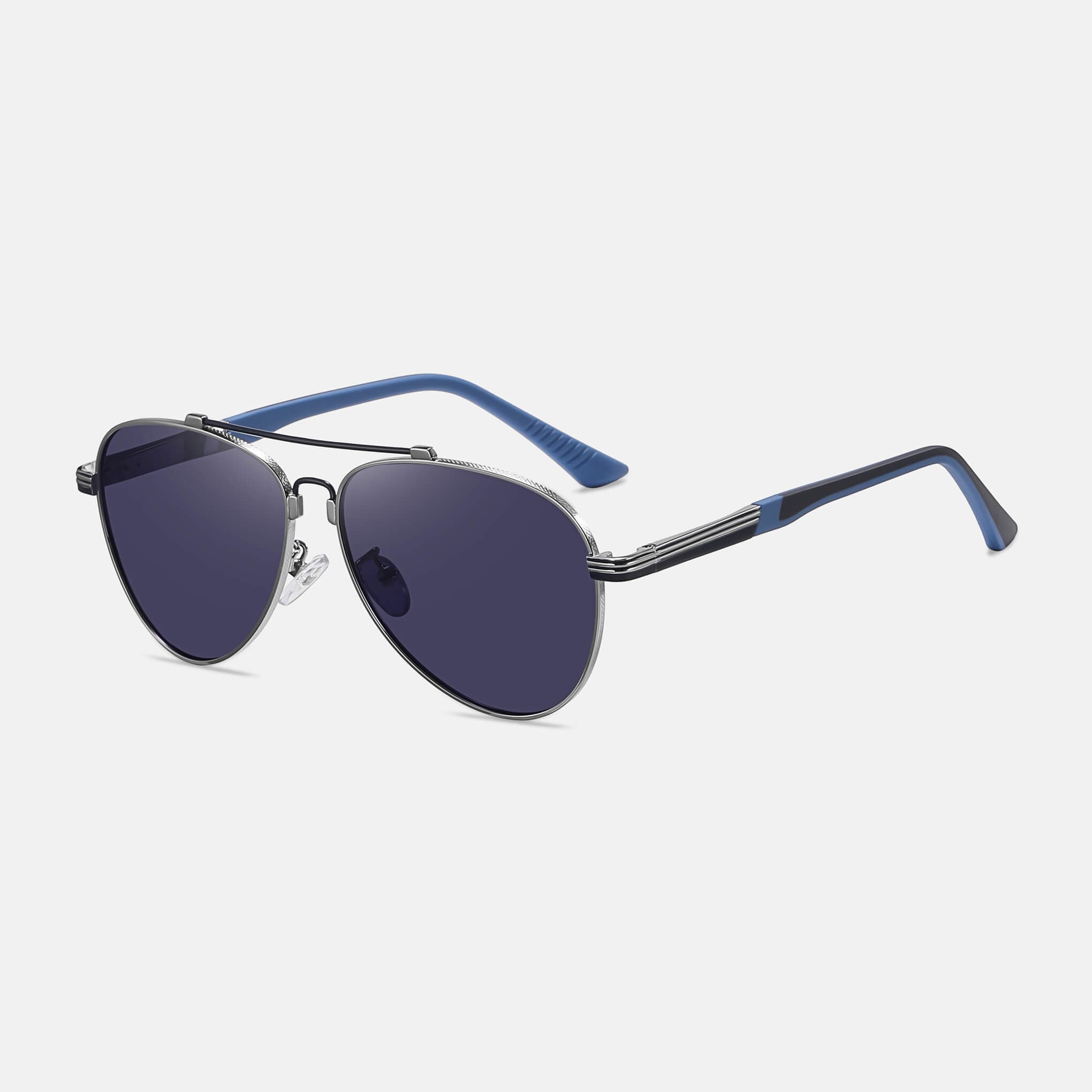 RR1 Men’s Aviator Sunglasses in Silver Blue with Blue Grey Lens