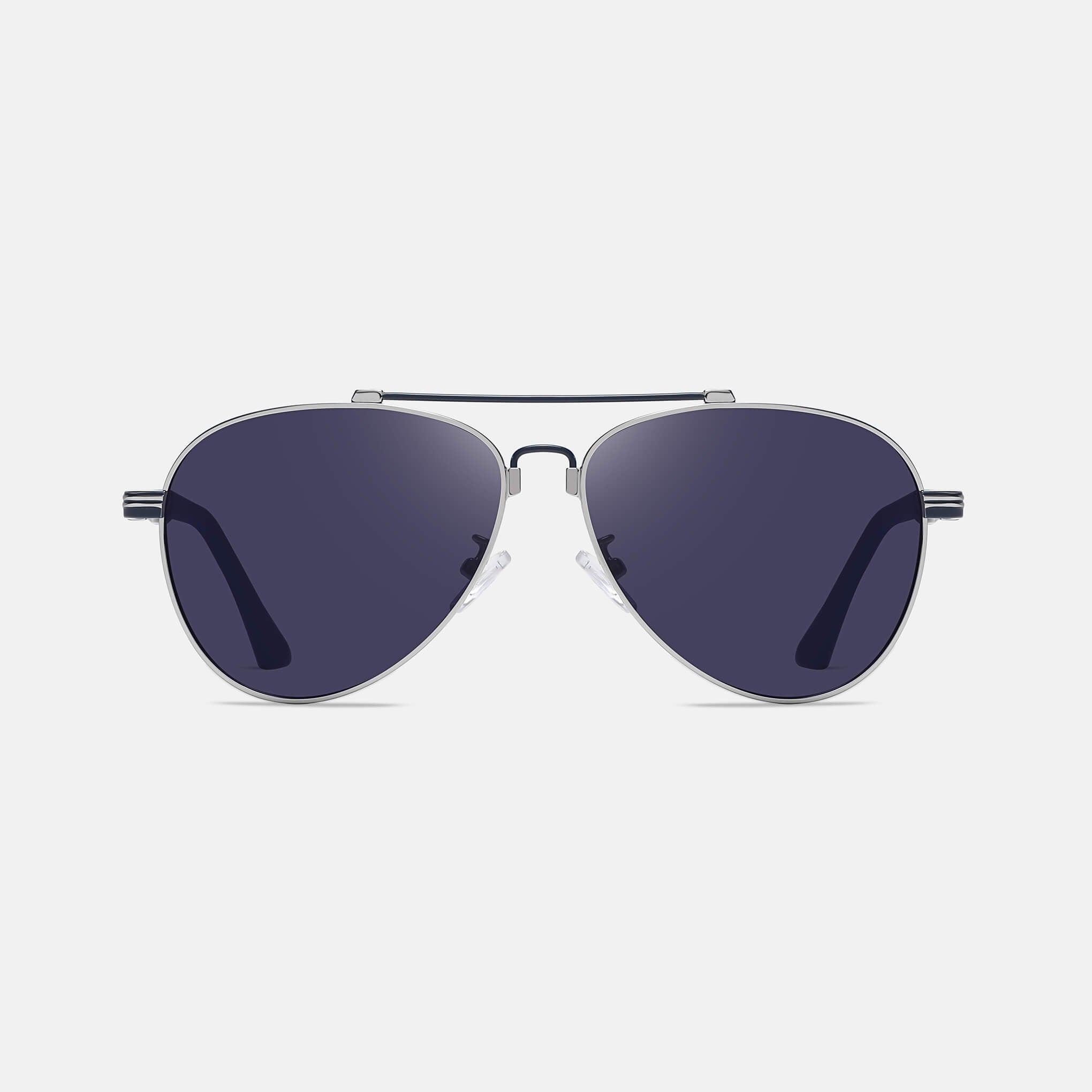 RR1 Men’s Aviator Sunglasses in Silver Blue with Blue Grey Lens