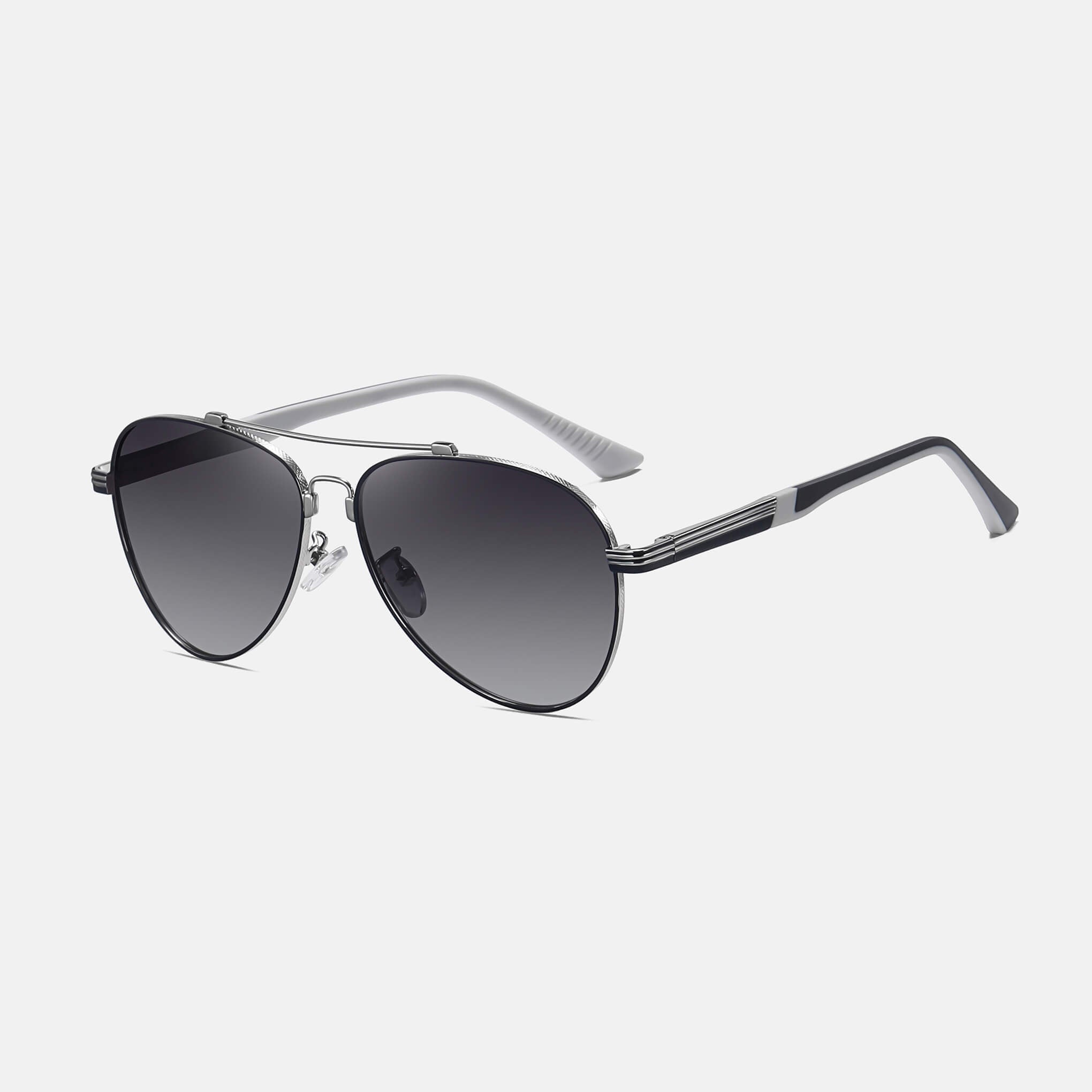 RR1 Men’s Aviator Sunglasses in Silver Blue with Gradient Grey Lens