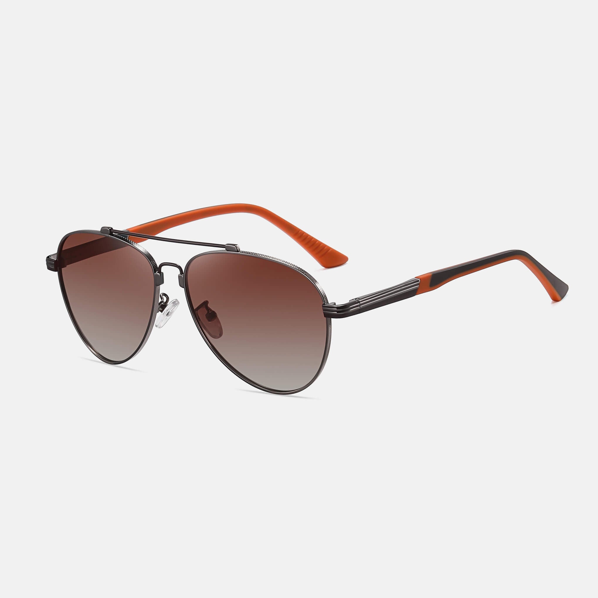 RR1 Men’s Aviator Sunglasses in Gun Metallic with Gradient Red Brown Lens