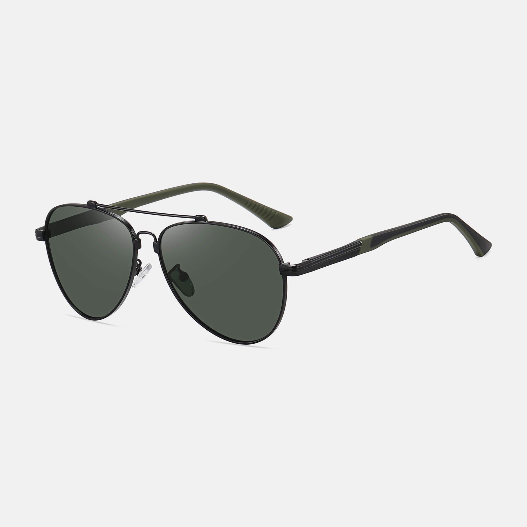 RR1 Men’s Aviator Sunglasses in Matte Black with Dark Green Lens