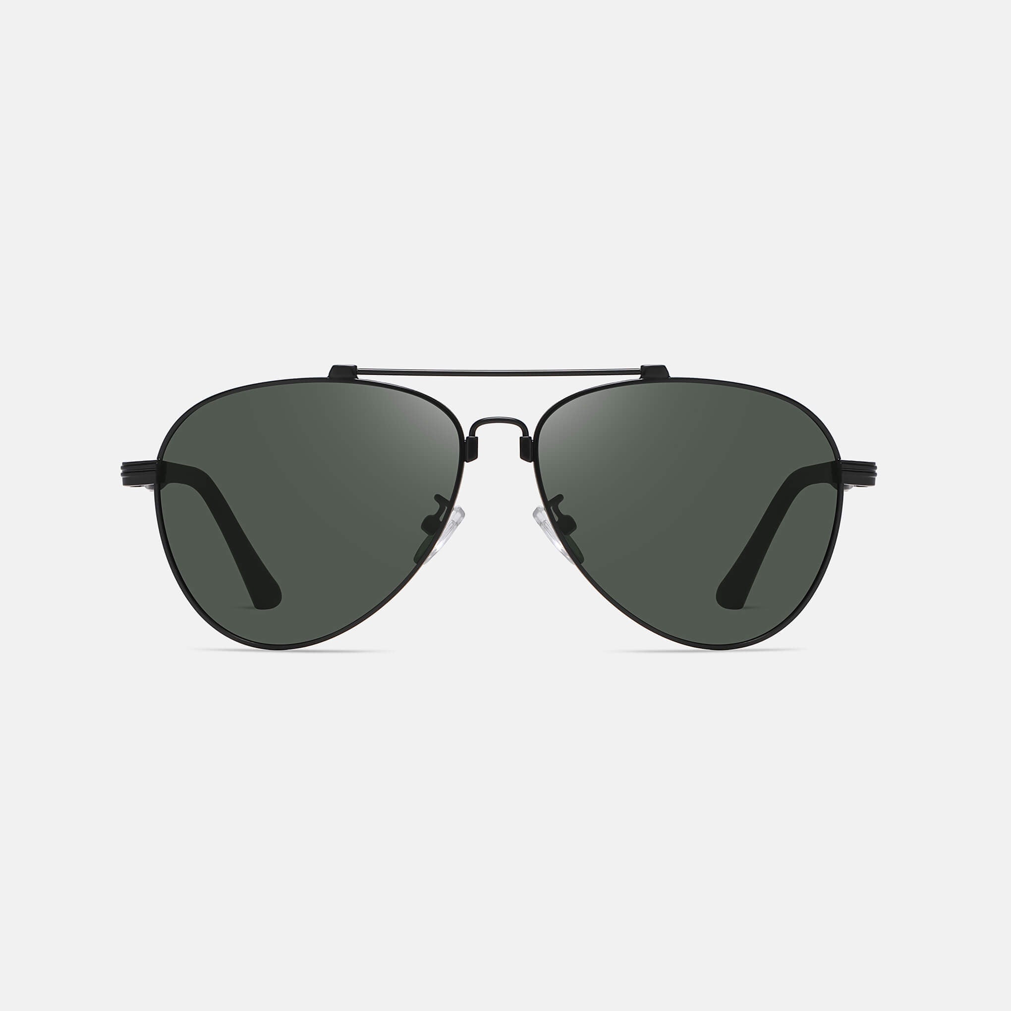 RR1 Men’s Aviator Sunglasses in Matte Black with Dark Green Lens