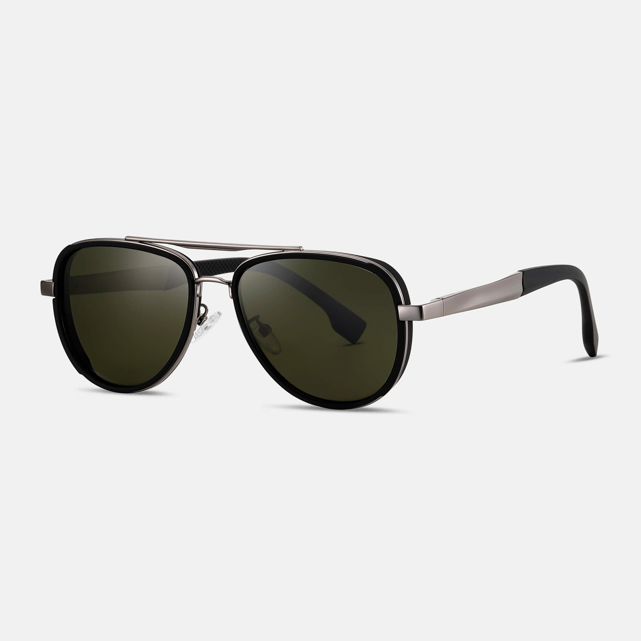 RR5 Men’s Sunglasses in Matte Black/Gun Metal with Dark Green Lens