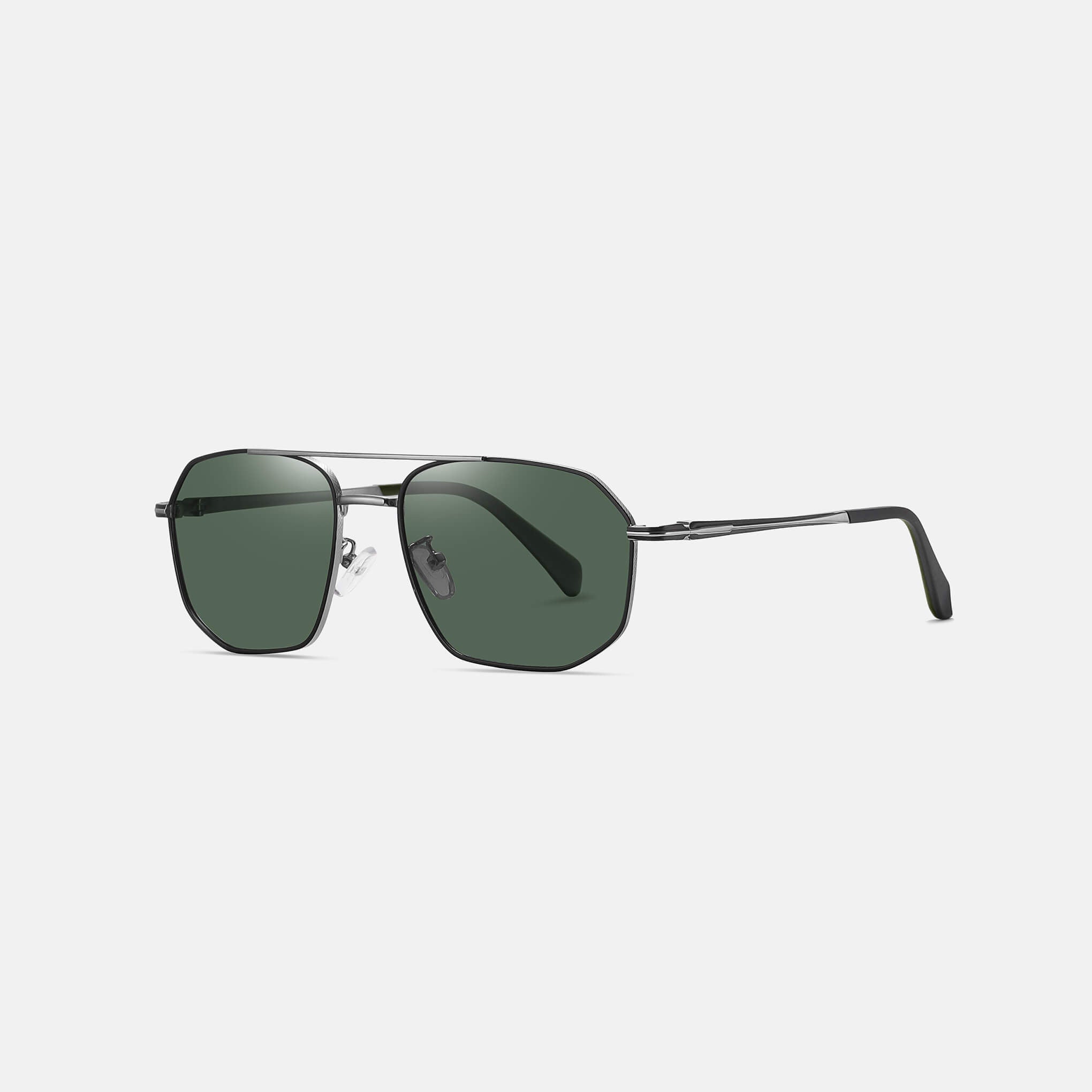 RR8 Men’s Sunglasses in Matte Light Gun Metallic Black with Dark Green Lens