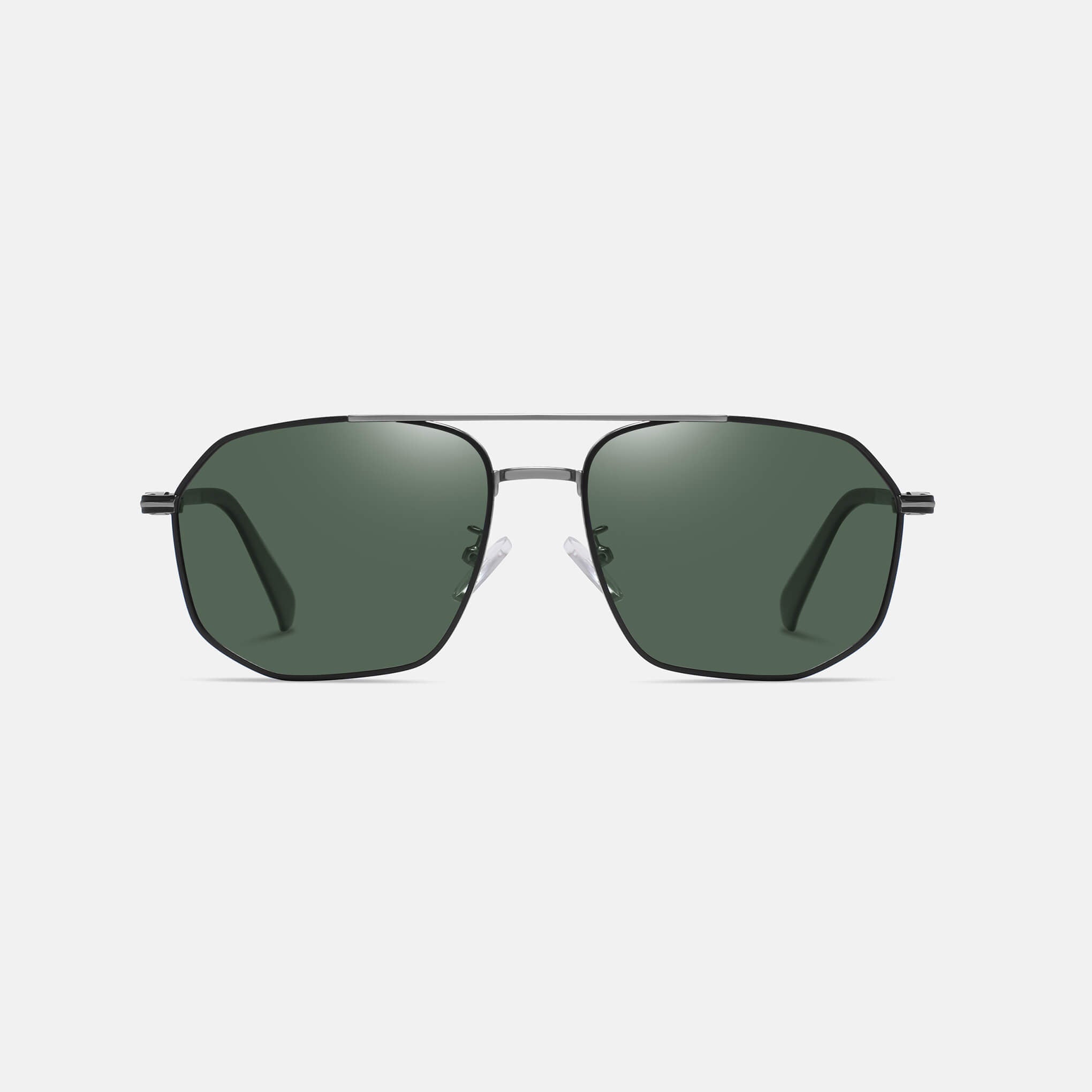 RR8 Men’s Sunglasses in Matte Light Gun Metallic Black with Dark Green Lens