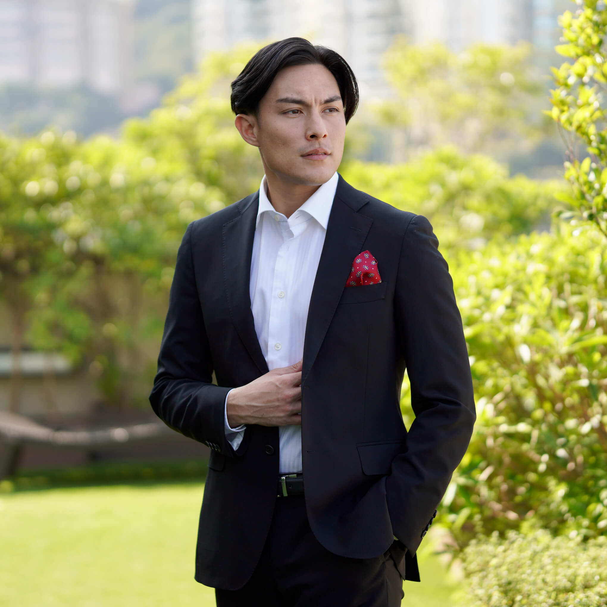GIOVY-BURGUNDY Pocket Square