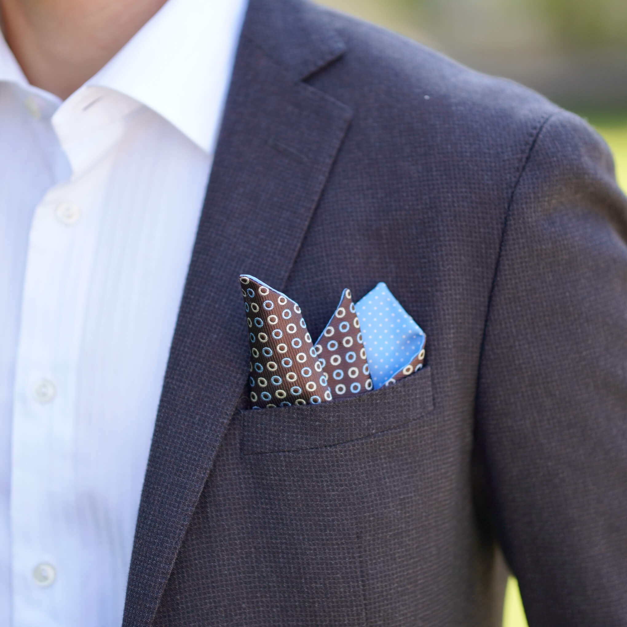 GENPODCHICCA-BROWN/BLUE Pocket Square