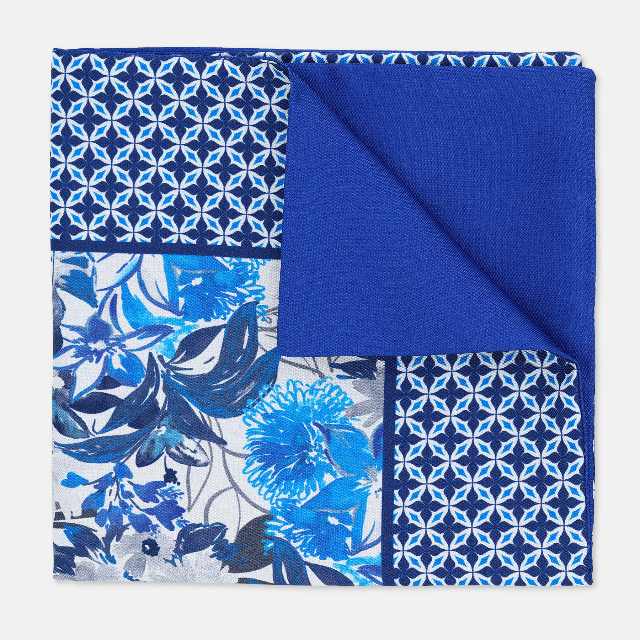 FLORA-BLUE/WHITE Pocket Square