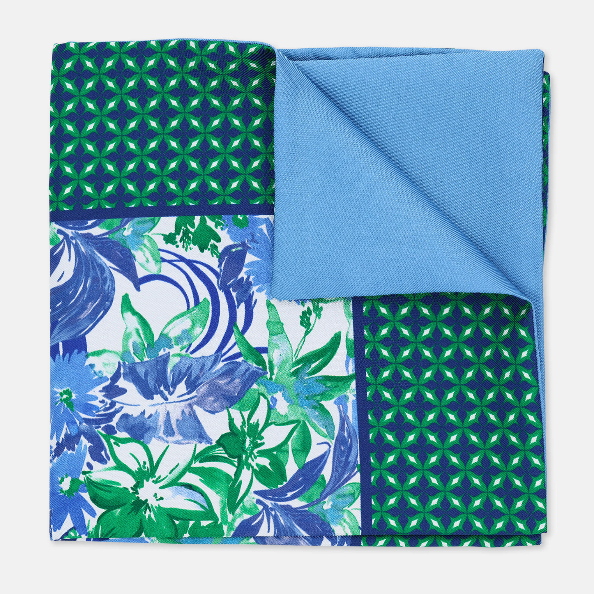 FLORA-BLUE/GREEN Pocket Square