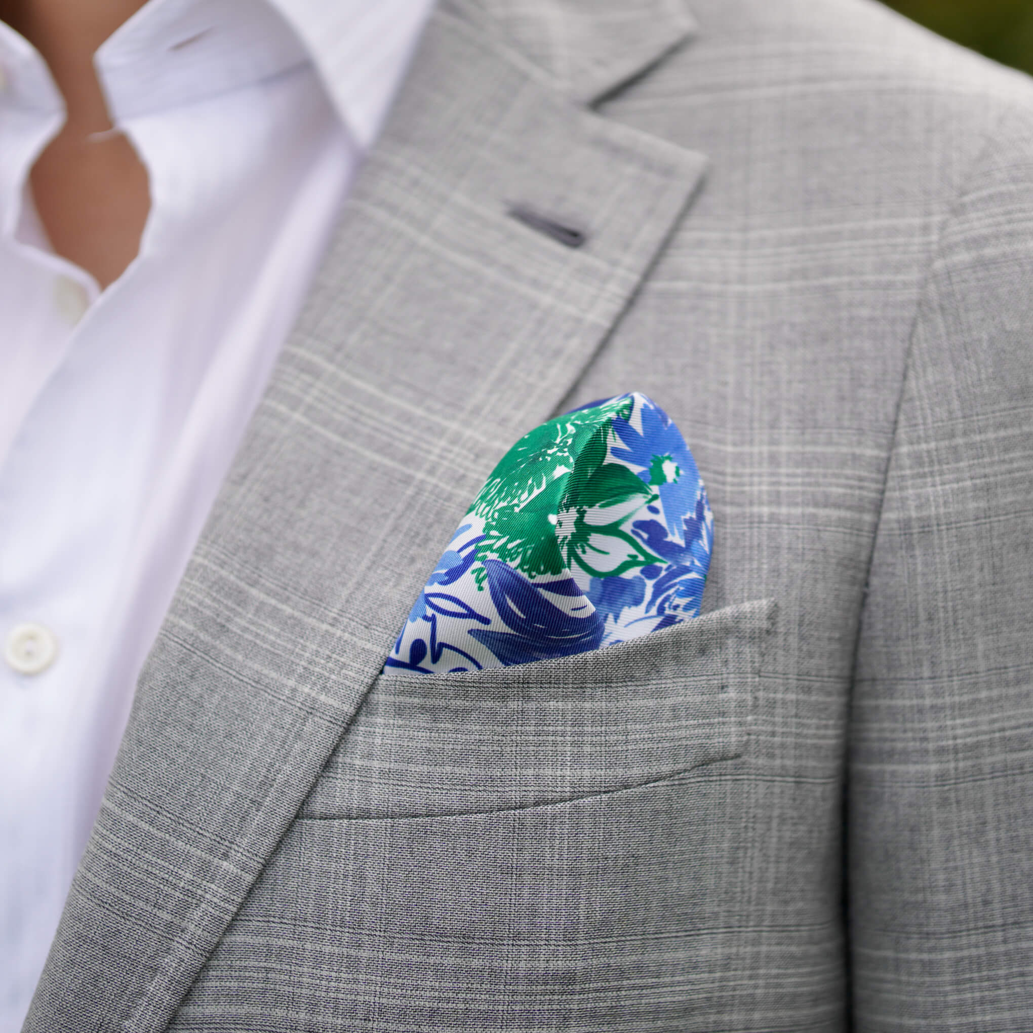 FLORA-BLUE/GREEN Pocket Square