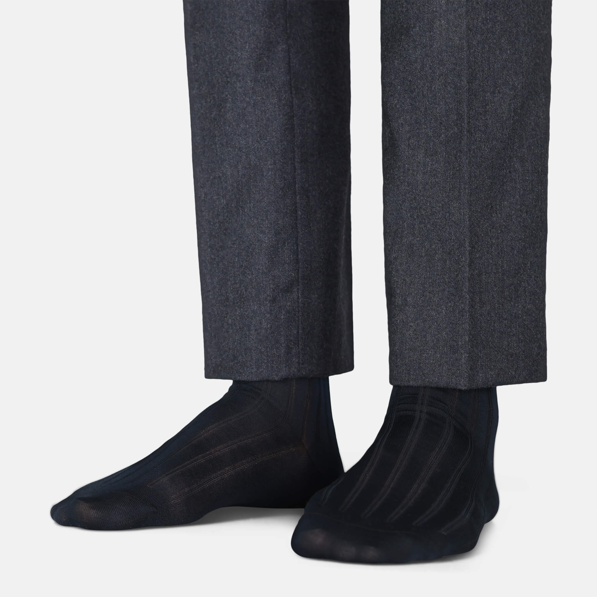 Wellington Mercerised Cotton Dress Socks (Navy)