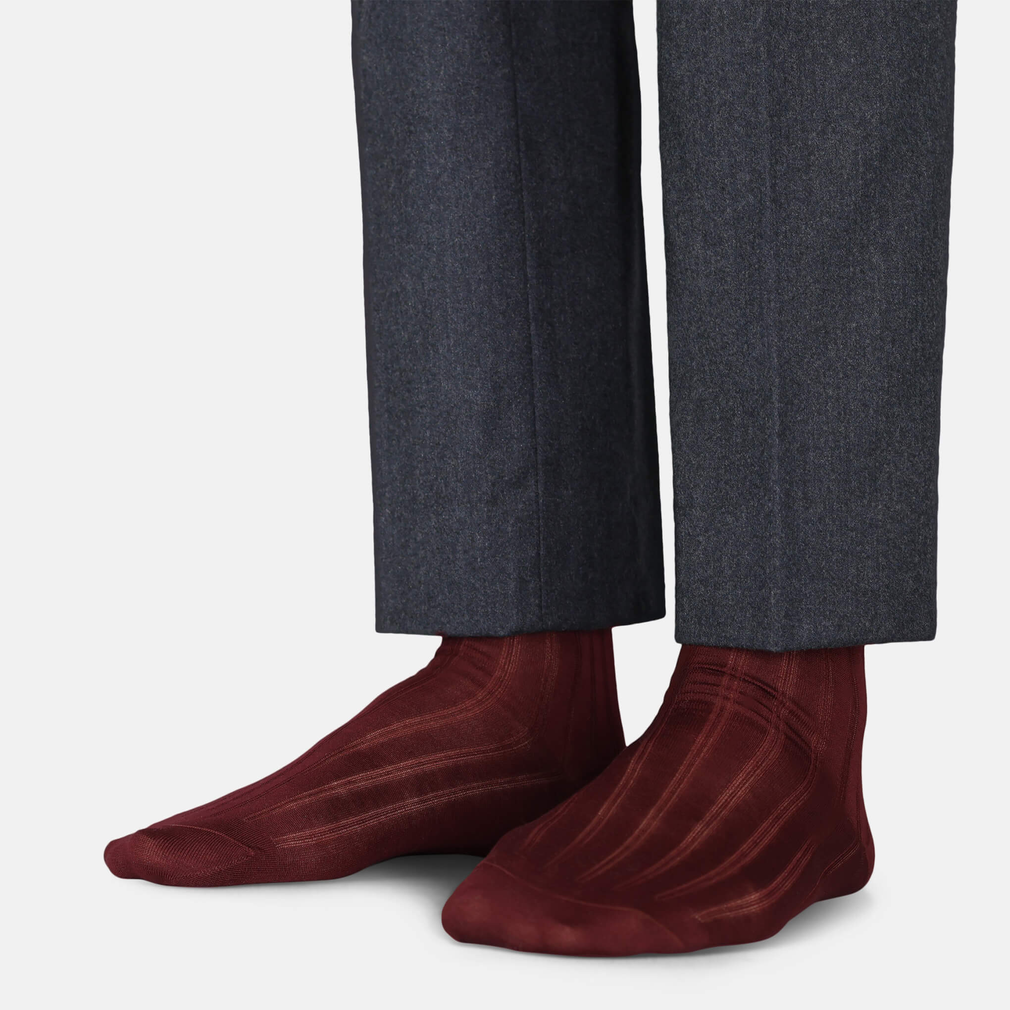 Wellington Mercerised Cotton Dress Socks (Burgundy Red)