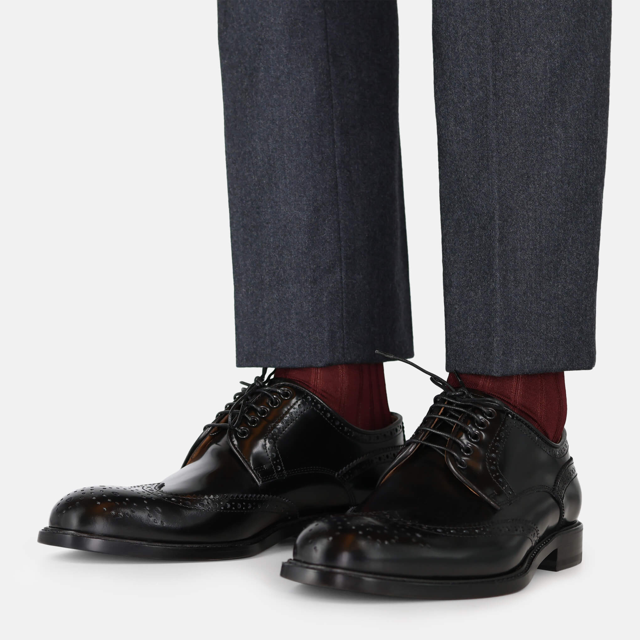 Wellington Mercerised Cotton Dress Socks (Burgundy Red)
