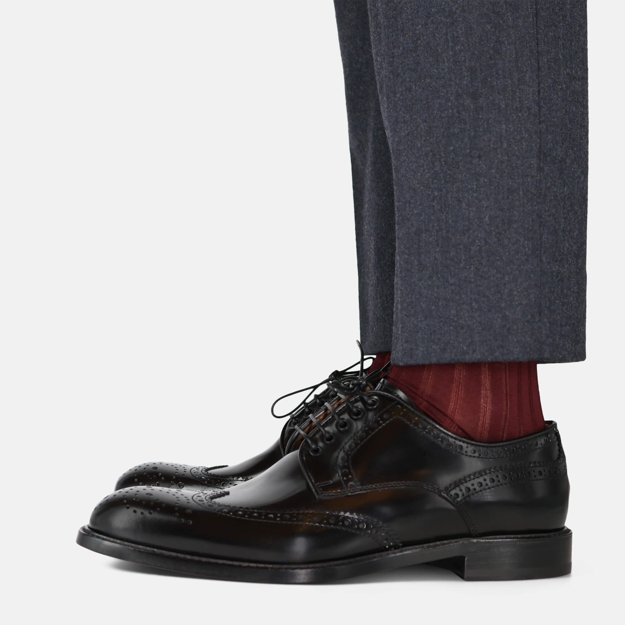 Wellington Mercerised Cotton Dress Socks (Burgundy Red)