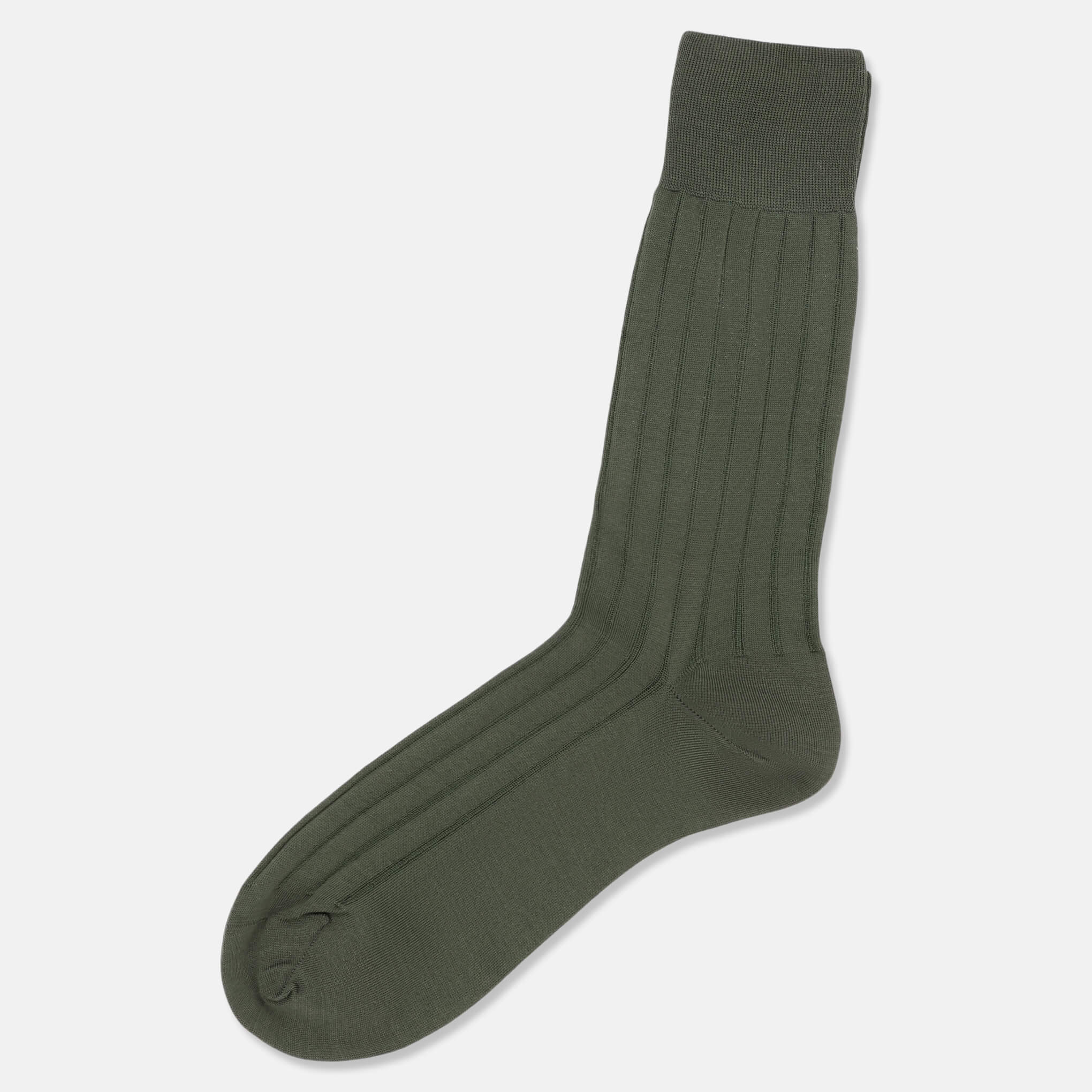 Wellington Mercerised Cotton Dress Socks (Olive Green)
