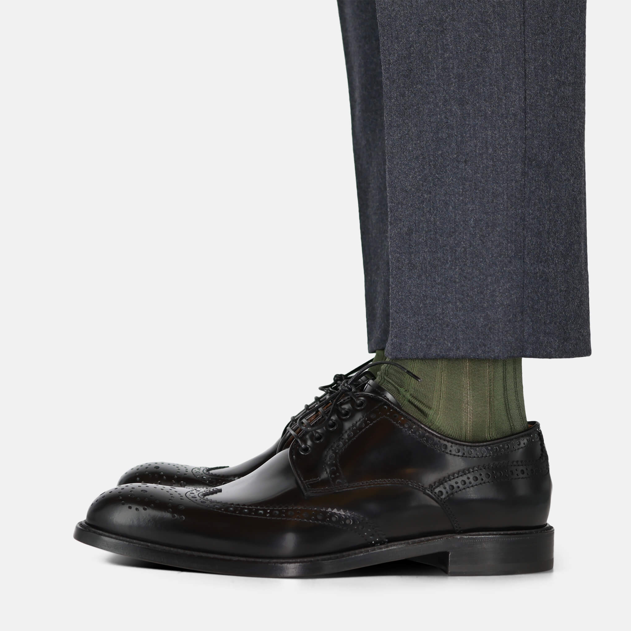 Wellington Mercerised Cotton Dress Socks (Olive Green)
