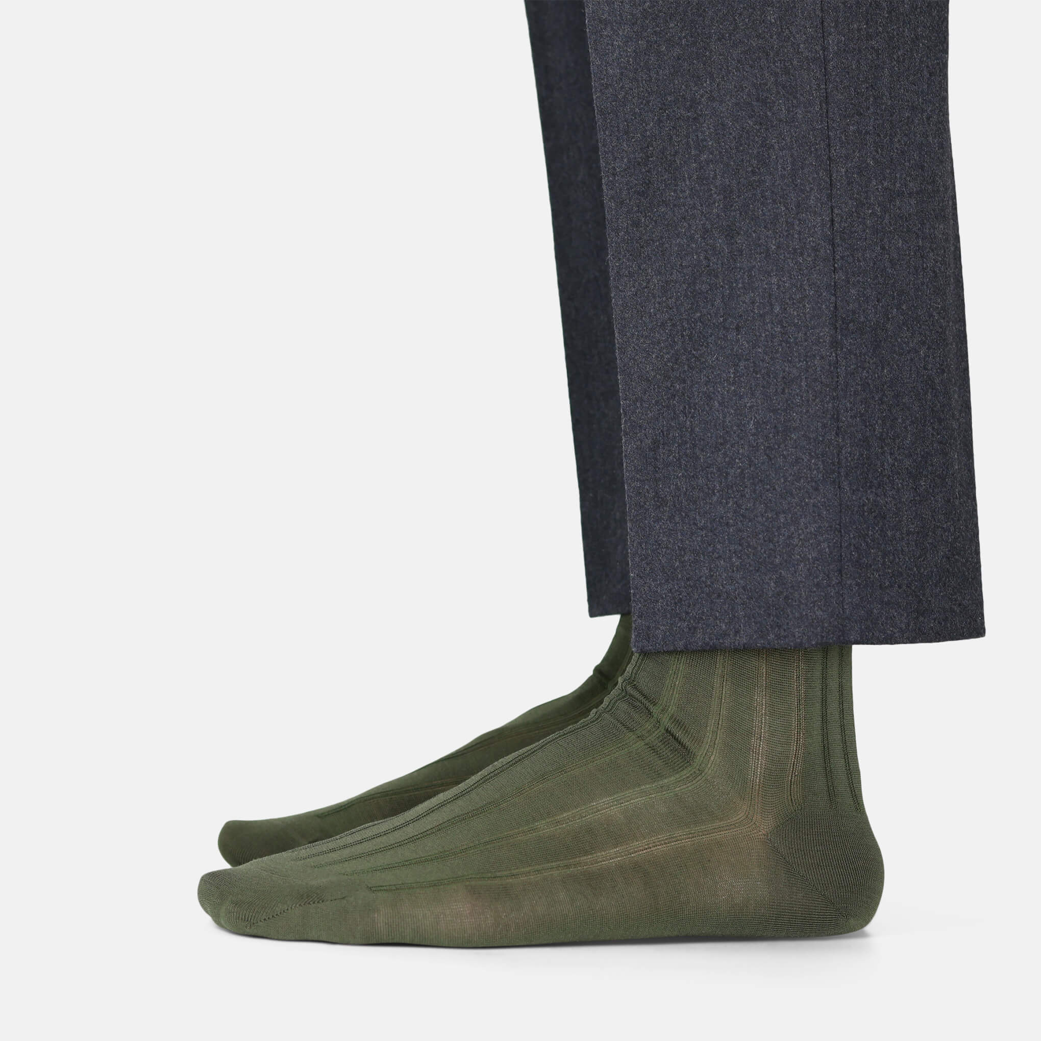 Wellington Mercerised Cotton Dress Socks (Olive Green)