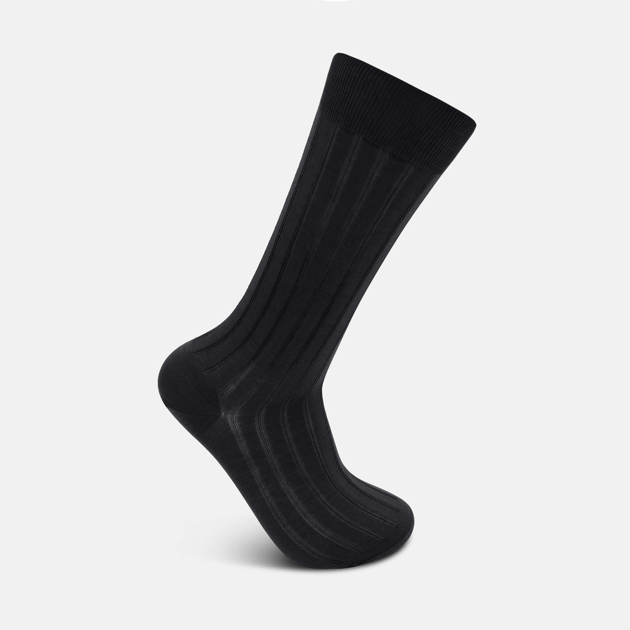 Wellington Mercerised Cotton Dress Socks (Black)