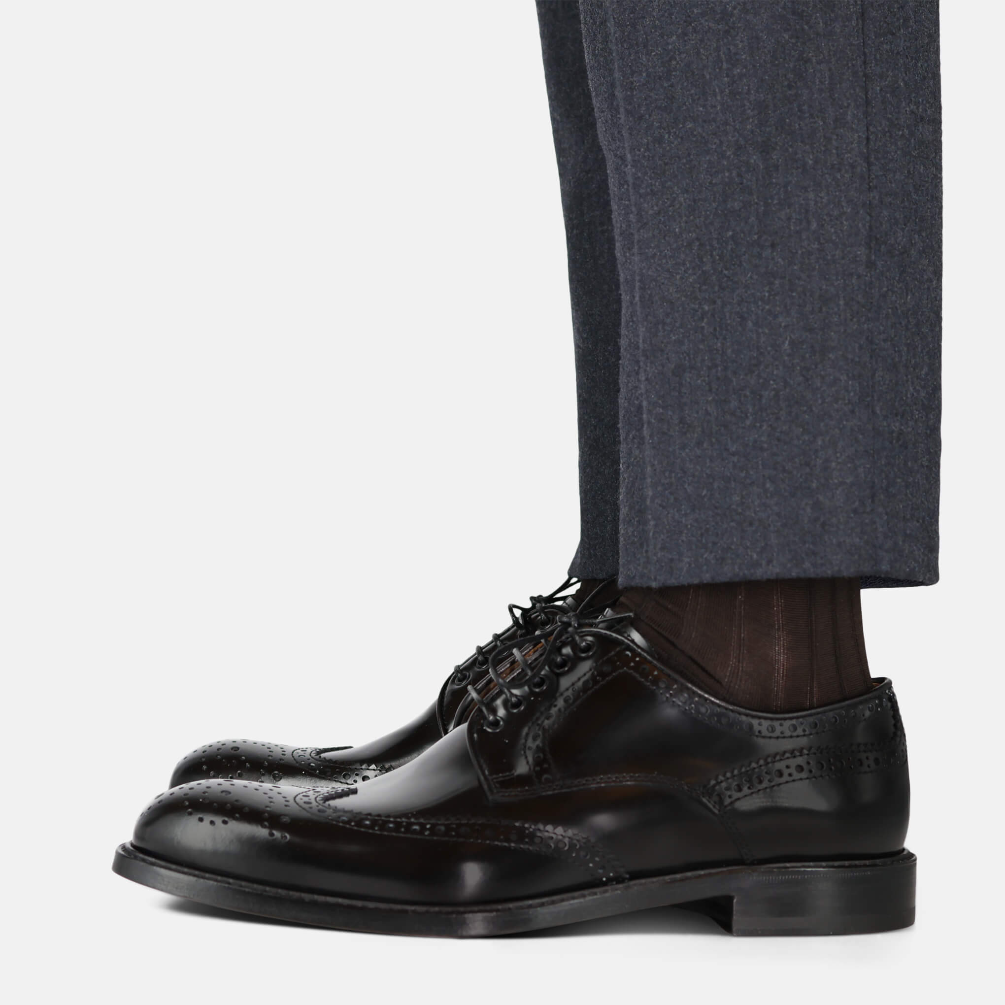 Wellington Mercerised Cotton Dress Socks (Brown)