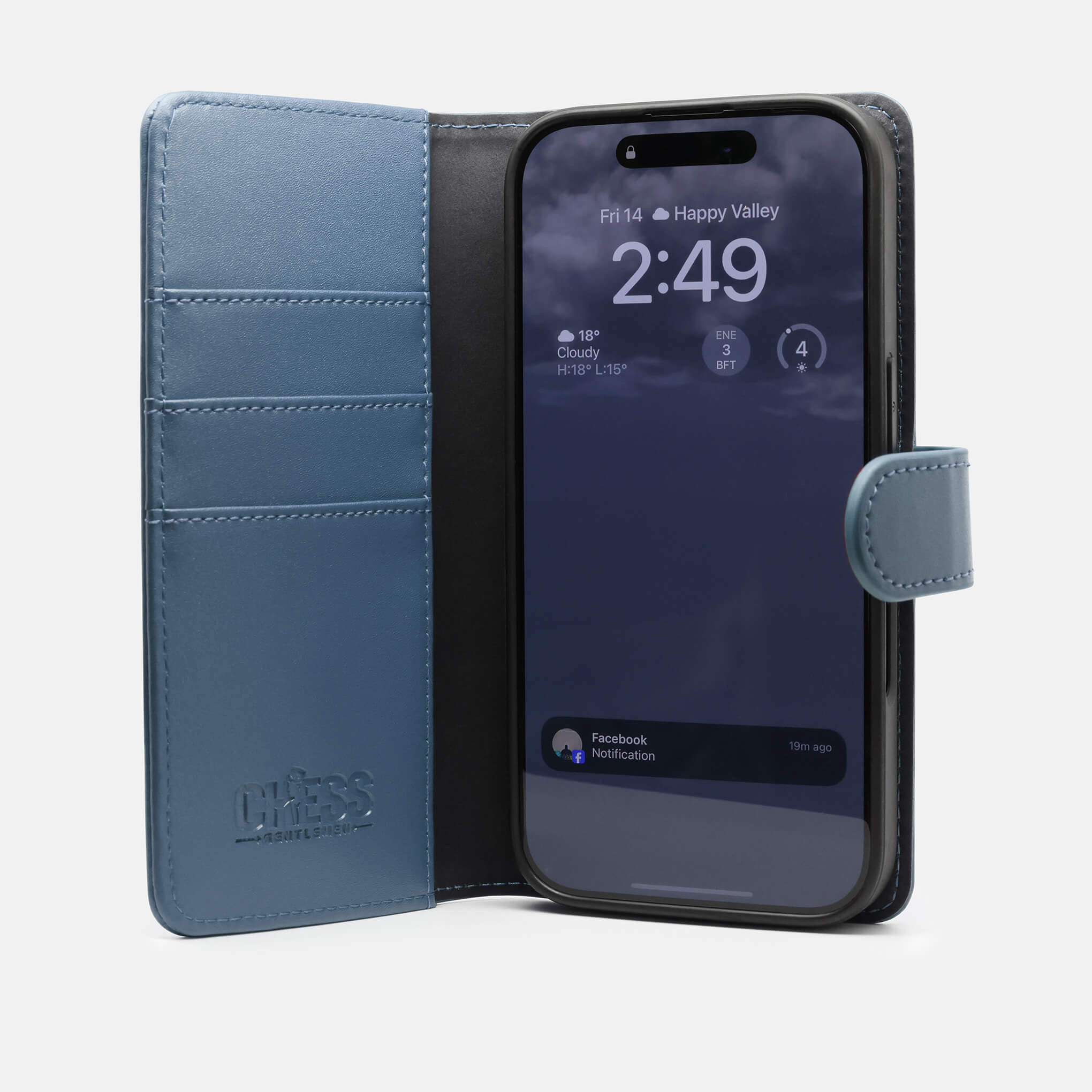 DENNIS Leather Wallets for iPhone 16 Pro in BLUE