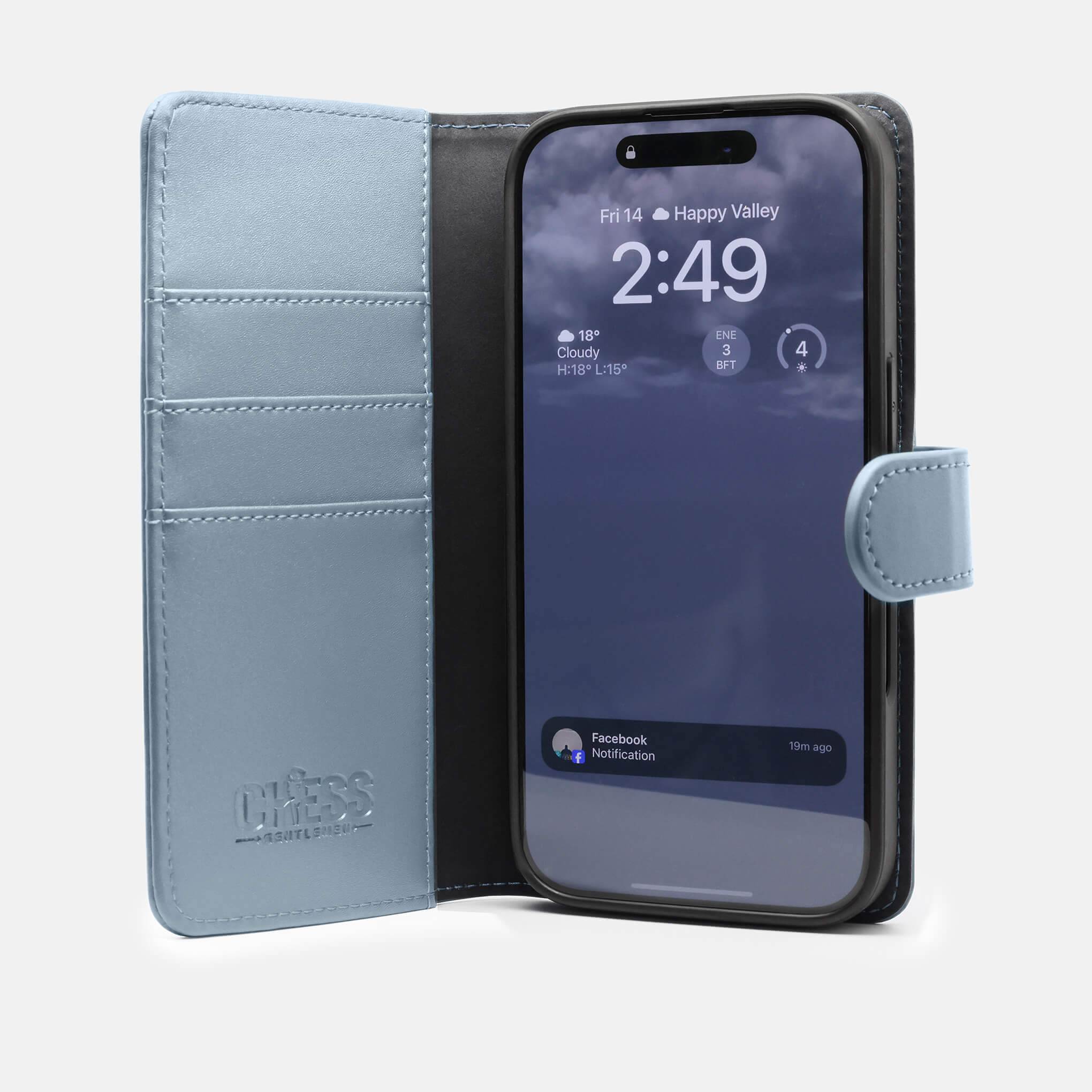 DENNIS Leather Wallets for iPhone 16 PLUS in BLUE