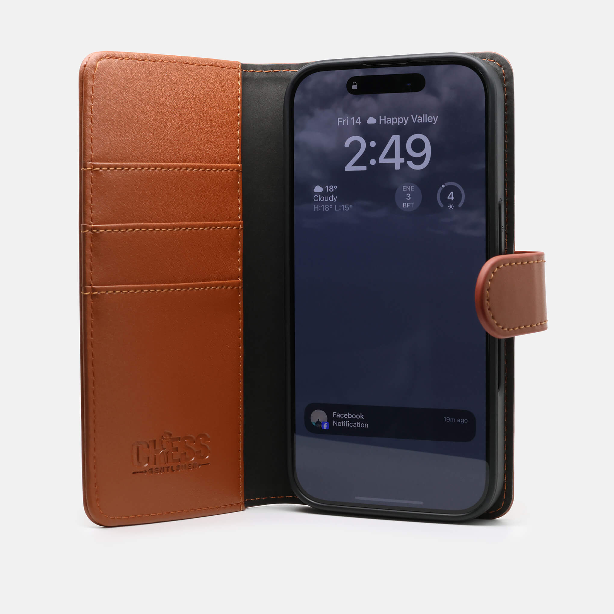 DENNIS Leather Wallets for iPhone 16 PLUS in BROWN