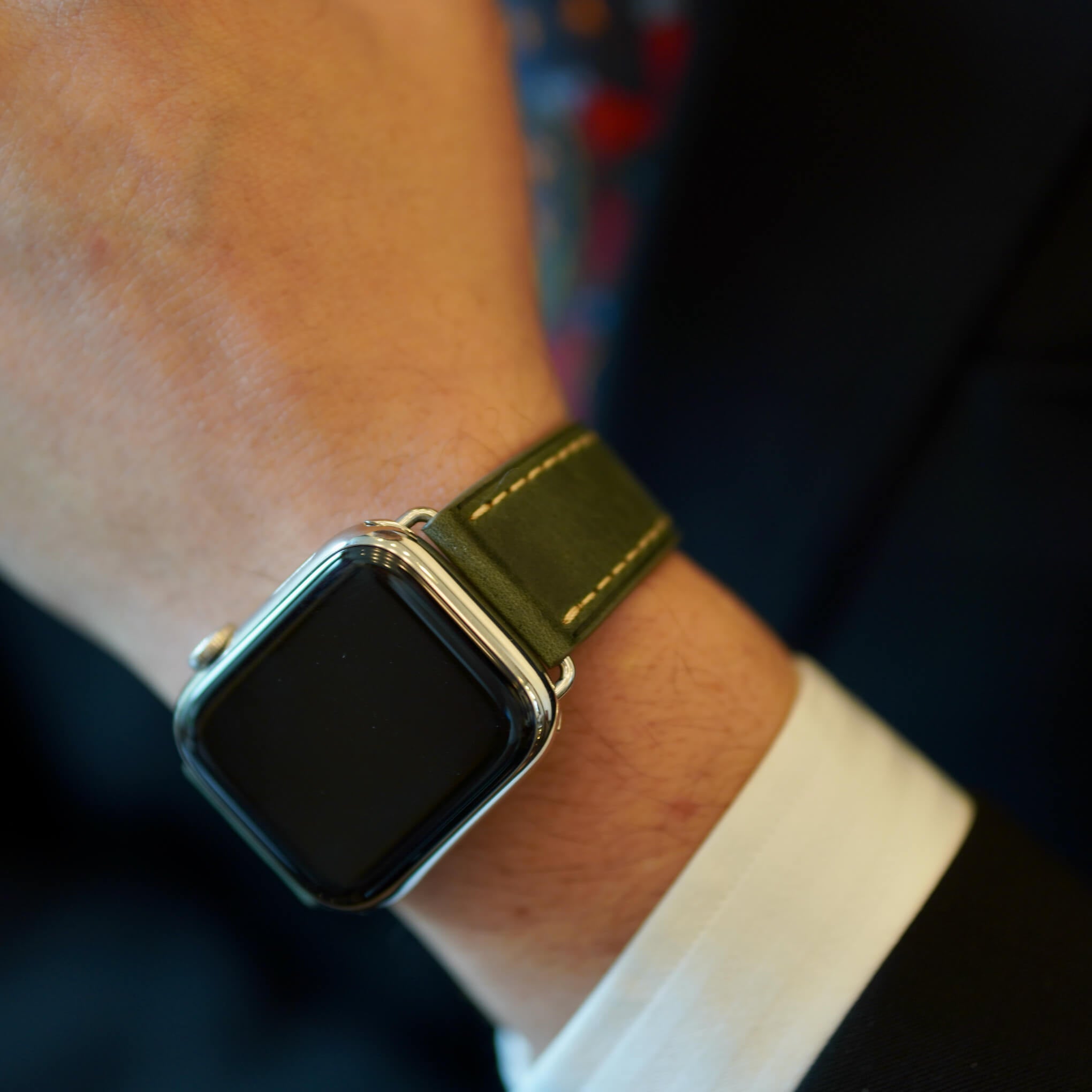 Elegance British Racing Green-Silver Straps for Apple Watch