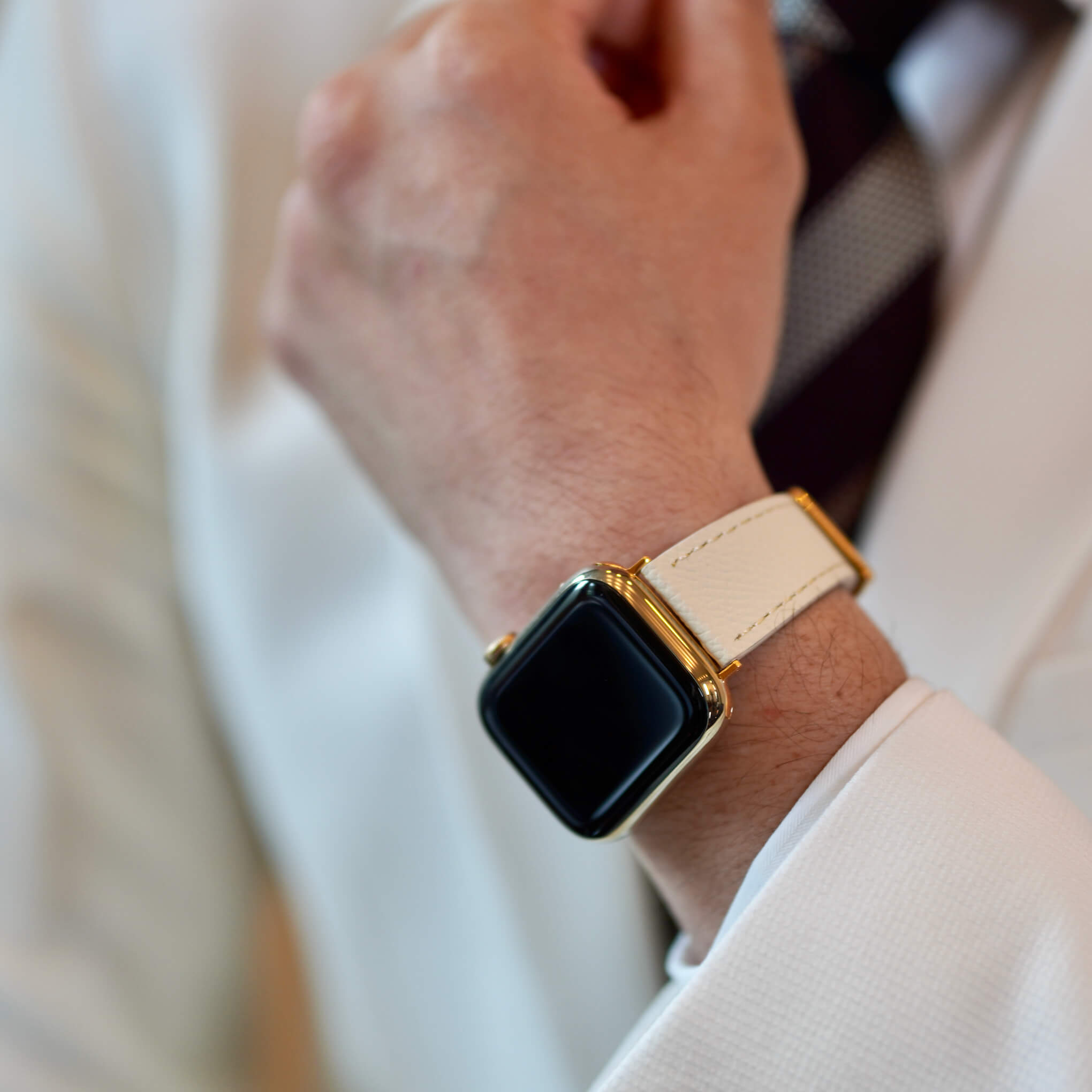 White and 2024 gold apple watch