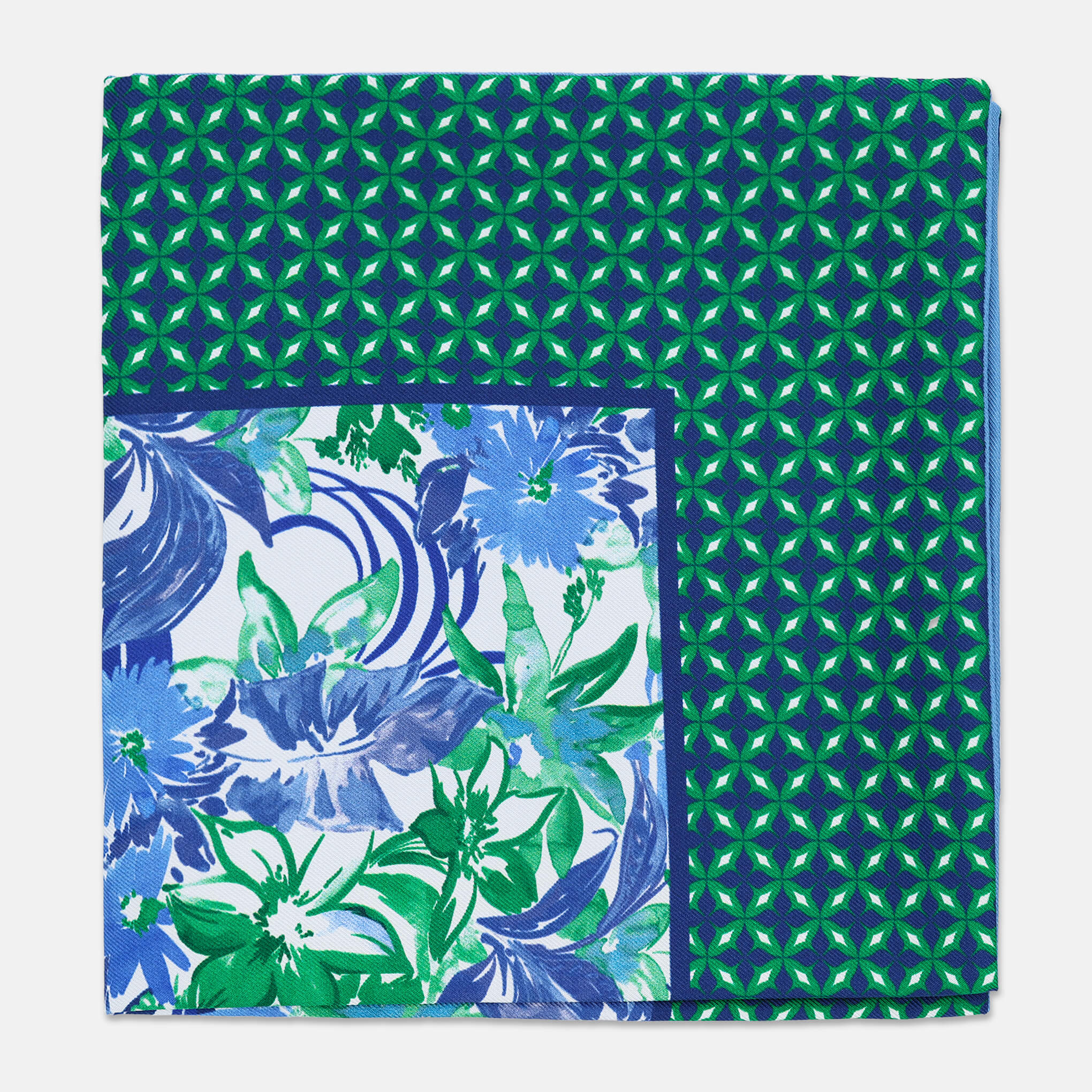 FLORA-BLUE/GREEN Pocket Square