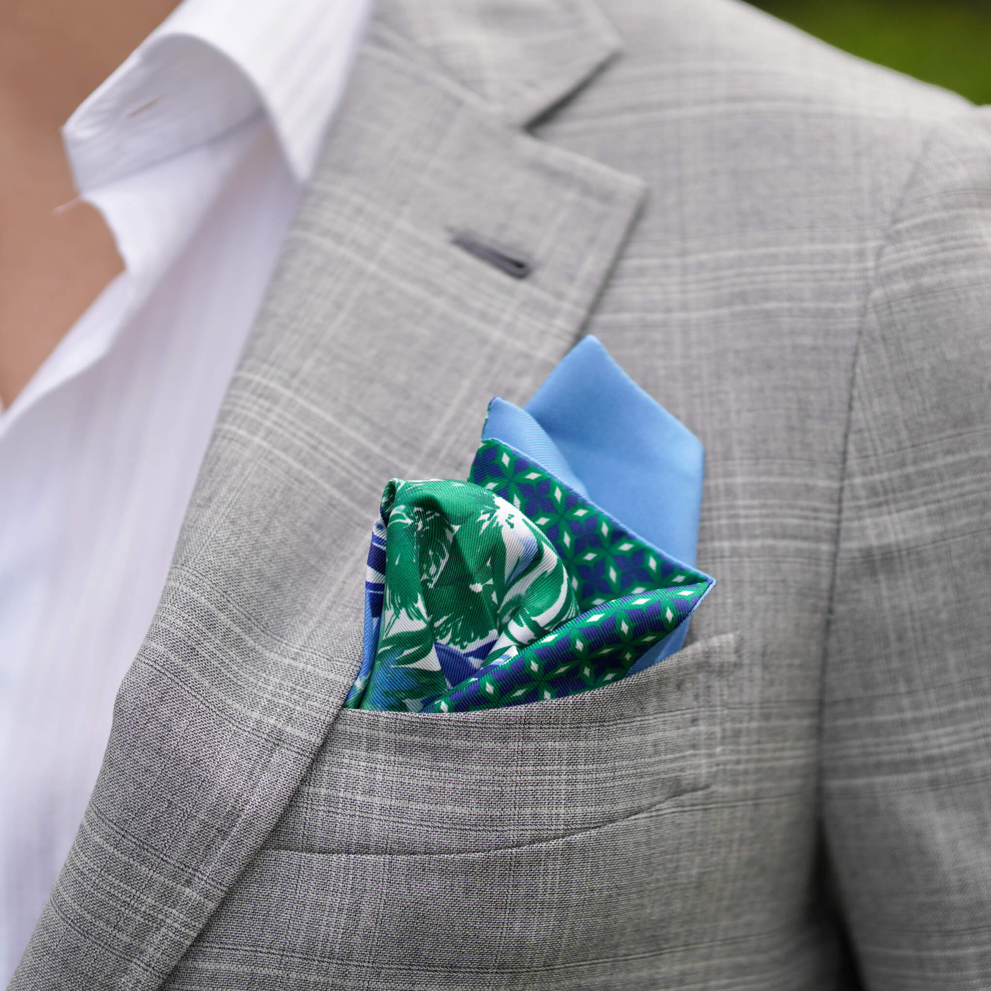 FLORA-BLUE/GREEN Pocket Square