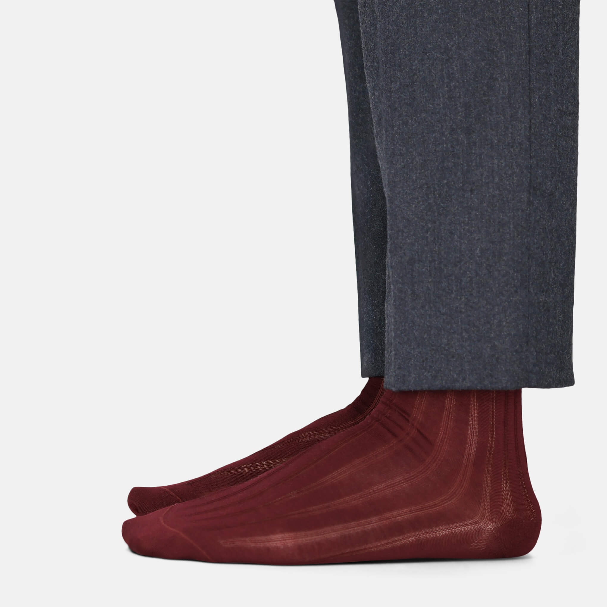 Wellington Mercerised Cotton Dress Socks (Burgundy Red)