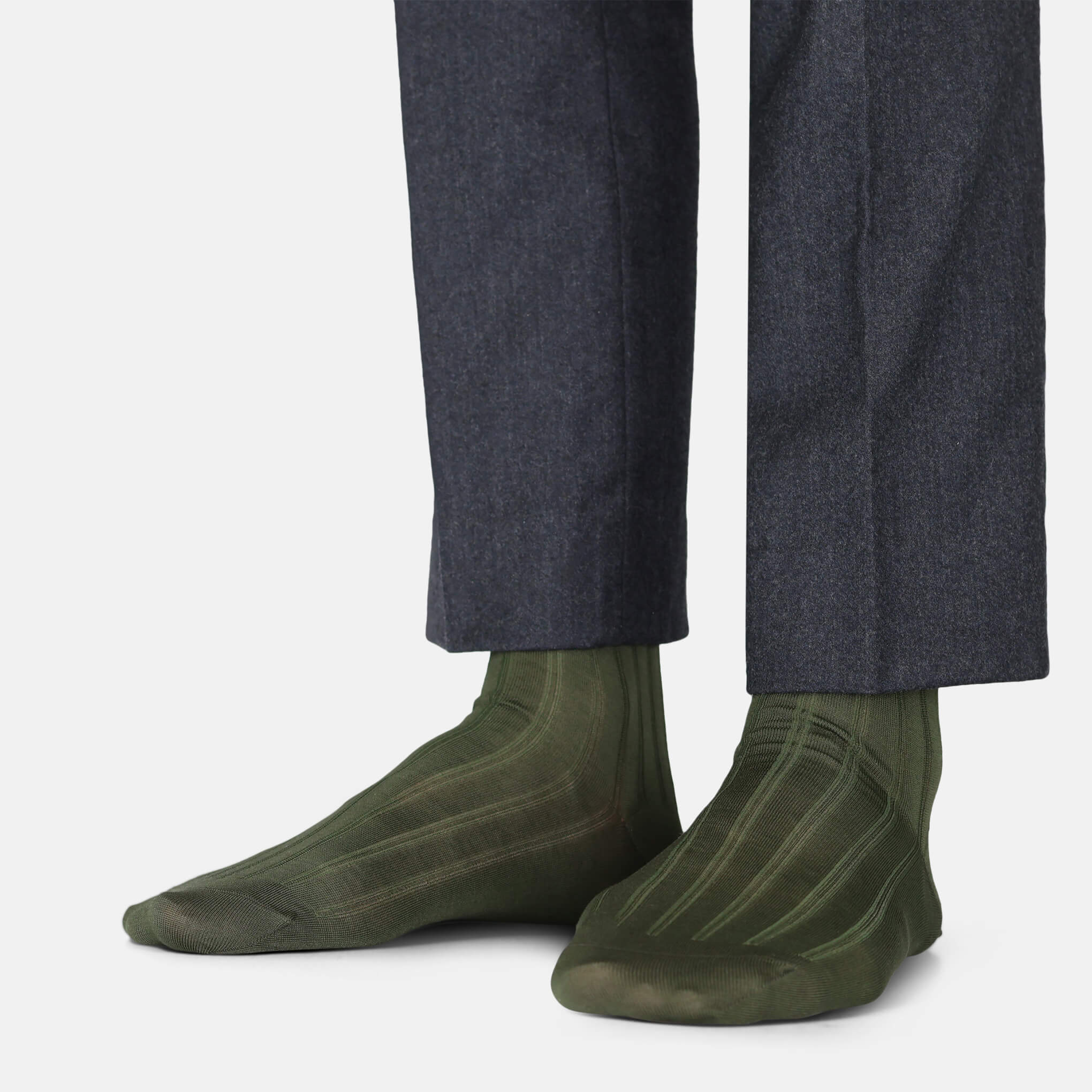 Wellington Mercerised Cotton Dress Socks (Olive Green)