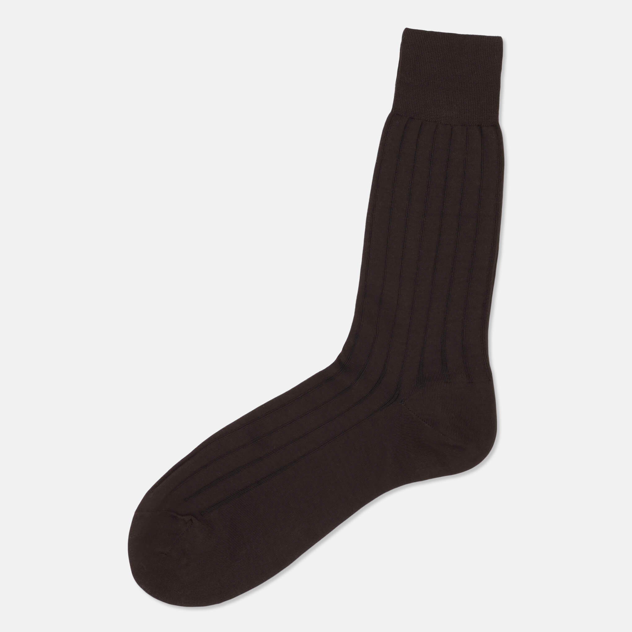 Wellington Mercerised Cotton Dress Socks (Brown)