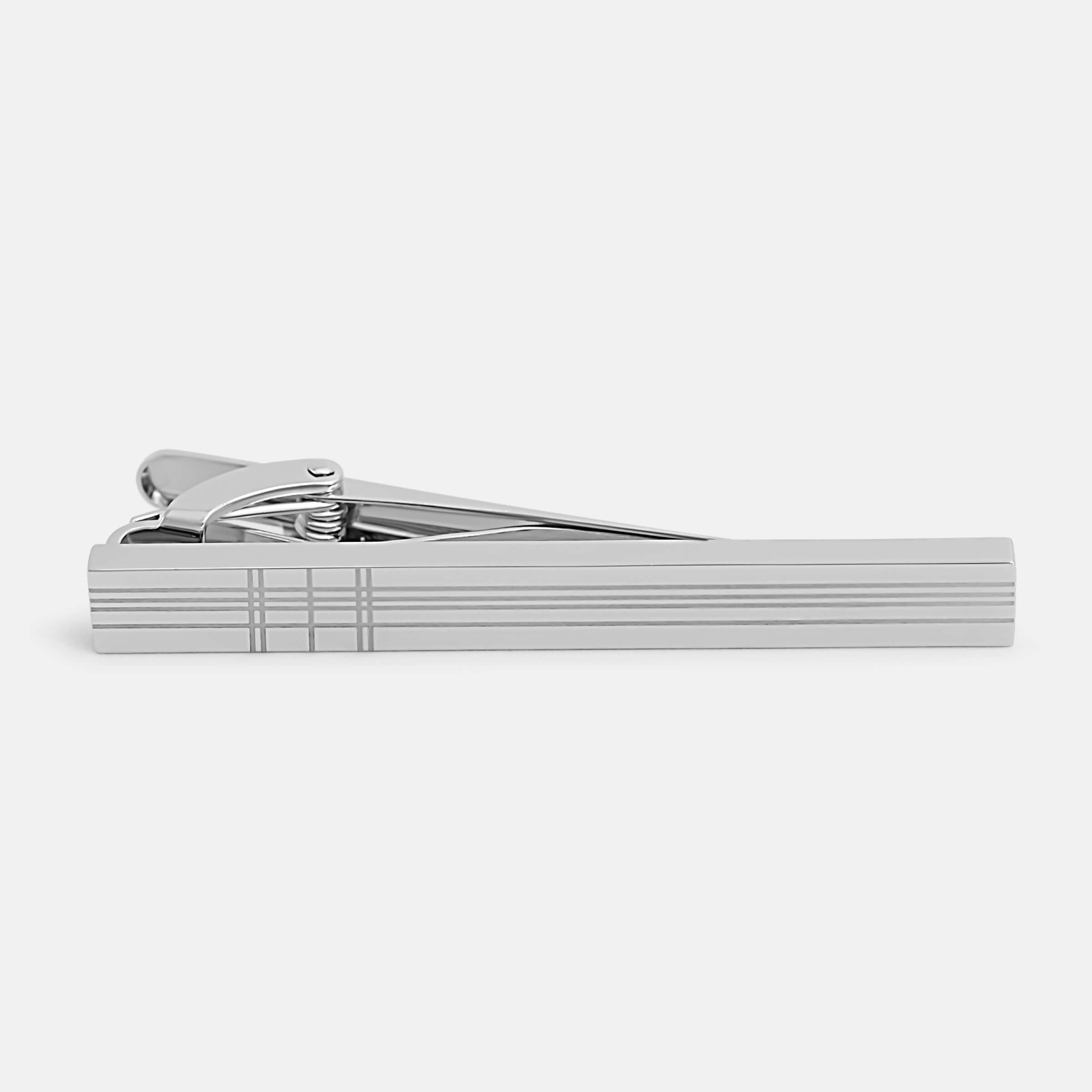 Lines Silver Tie Clip